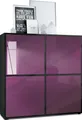 Produktbild: Vladon Highboard Cuba V2 Schrank 104 x 105,5 x 35,5 cm Sideboard mit 8 Fächern,  Germany, Korpus in Schwarz matt / Fronten in Brombeer Hochglanz