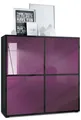 Produktbild: Vladon Highboard Cuba V2 (Schrank, 104 x 105,5 x 35,5 cm Sideboard mit 8 Fächern), Korpus in Schwarz matt / Fronten in Brombeer Hochglanz
