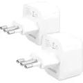 Produktbild: kwmobile 2x Reiseadapter Italien Typ-L - Reise Adapter Reisestecker Schuko EU zu Typ L Steckdose in z. B. Italien - Stromadapter Urlaub Weiß - Weiß