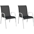 Produktbild: vidaXL Stapelbare Gartenstühle 2 Stk Stahl und Textilene Schwarz 313070