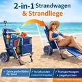Produktbild: CampAir 2in1 Strandwagen Bollerwagen faltbar – Transportwagen Camping Strand mit großen Rädern, umbaubar zur Strandliege, Liegestuhl verstellbar - Blau