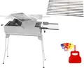 Produktbild: Schaschlikgrill President Edelstahl Mangal Holzkohlegrill BBQ + 10 Spiesse 50cm 2mm + Fächer