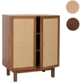 Produktbild: Highboard HWC-M51, Kommode Schrank Sideboard, Staufächer, Kubu Rattan 98x79x42cm ~ Walnuss-Optik