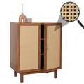 Produktbild: Mendler Highboard HWC-M51 Kubu Rattan 98x79x42cm - Walnuss-Optik