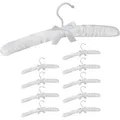 Produktbild: Kleiderbügel Satin, 10er Pack, weich gepolstert, 360° drehbarer Haken, dekorative Schleife, 38 cm breit, weiß - Relaxdays