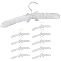 Produktbild: Relaxdays Kleiderbügel Satin, 10er Pack, weich gepolstert, 360° drehbarer Haken, dekorative Schleife, 38 cm breit, weiß