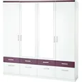 Produktbild: Kleiderschrank PRIESS, lila (weiß, brombeer), B:185cm H:193cm T:56cm, Holzwerkstoff, Schränke, Kleiderschrank Drehtürenschrank