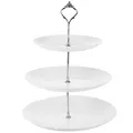 Produktbild: Tortenplatte 3-stöckig Weiß Glas – Servierplatte für Kuchen, Obst & Desserts