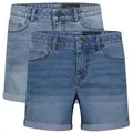 Produktbild: Noisy may Jeansshorts Damen Shorts BeLucky 2er Pack Regular Fit Basic Hotpants mit Stretch blau M