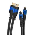 Produktbild: deleyCON 1x 2m HDMI Kabel + 1x 2m Toslink Kabel als Set - Digitales Optisches Audiokabel - UHD 4K HDR 3D 1080p 2160p ARC