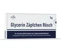 Produktbild: Glycerin Zäpfchen Rösch | 3g (10 Zäpfchen) | für eine natürliche Stuhlregulierung | wirkt sanft abführend und schont die Darmflora | für Erwachsene (ab 18 Jahren) in hartnäckigen Fällen