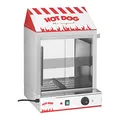 Produktbild: Royal Catering Hot Dog Maker aus Edelstahl für bis 200 Würstchen & 50 Brötchen 2000 W 30-110 °C Ablassventil Schiebetüren aus gehärtetem Glas Würstchenwärmer Wurstwärmer Hot Dog Maschine