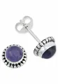 Produktbild: mantraroma Paar Ohrstecker PUNTI rund klein aus 925 Silber mit Amethyst (Paar, Paar Ohrringe mit Schmuckbeutel), 925 Sterling Silber Ohrringe für Damen