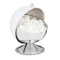 Produktbild: Relaxdays Zuckerdose, mit Rolldeckel, glänzender Edelstahl, für Zucker & Süßigkeiten, Bonbondose, Zuckerkugel, weiß, 1 Stück