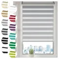 Produktbild: Doppelrollo Klemmfix ohne Bohren 40cm x 100cm Grau Duo Rollo Klemmrollo Sonnenschutzrollo Fensterrollo für Fenster & Türen Zebrarollo Seitenzugrollo