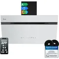 Produktbild: KKT KOLBE A+++ Dunstabzugshaube 90 cm 782 cbm/h Umluft Abluft Kopffrei Wandhaube | Schwarz Weiß Glas | Nachlaufautomatik | Smart WiFi App WLAN | S... - Schwarz