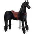 Produktbild: Ponnie Mechanisches Pferd auf Rollen Ebony XL PRO - extra großes Reitpferd mit Rollen für Kinder und Erwachsene - schwarz - Schwarz