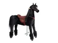 Produktbild: PONNIE Reitpferd mit Rollen Ebony XL (9-99 Jahre), Spielpferd zum Reiten mit Abnehmbarer Braun Sattel und Halfter mit Zaumzeug, Kämmbare Mähne und Schwanz, Plüschpferd zum Reiten für Kinder PRO