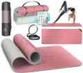 Produktbild: KESSER® Gymnastikmatte mit Tragegurt rutschfest TPE Yogamatte Gepolstert & rutschfest Fitnessmatte, 183 x 61 Trainingsmatte für Fitness Sportmatte, Pilates & Gymnastik + Tragegurt & Tasche, extradick
