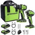 Produktbild: Greenworks POWERALL 24V Akkuschrauber + Schlagschrauber Set - 2x 2Ah Akkus