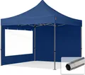 Produktbild: TOOLPORT 3x3m Stahl Faltpavillon, inkl. 2 Seitenteile, dunkelblau
