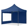 Produktbild: TOOLPORT 3x3m Stahl Faltpavillon, inkl. 2 Seitenteile, dunkelblau - (600008)