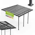 Produktbild: Juskys Terrassenüberdachung Borneo 4x3 m – Aluminium Terrassendach mit Doppelstegplatten Sonnenschutz Wandmontage Überdachung für Terrassen Anthrazit