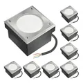 Produktbild: ledscom.de 8x LED Pflasterstein Bodeneinbauleuchte NEOLUM für außen, IP67, eckig, 10 x10cm, inkl. GX53 Leuchtmittel, 51lm, warmweiß
