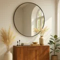 Produktbild: Albatros Spiegel rund schwarz mit Metallrand, 70cm Durchmesser, für Wohnzimmer, Badezimmer, Flur, Schlafzimmer, groß, Wand