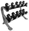 Produktbild: Bad Company Heavy Duty Kurzhantel Studio Satz von 5-15Kg (5 Paar) inkl. Oval-Line Ablage/Rack