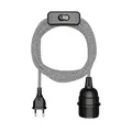 Produktbild: ledscom.de Textilkabel LEKA, Stecker, Schalter, schwarz, weiß, gezackt, 3 m, Lampen-Fassung, 1x E27 max. 60W
