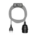 Produktbild: Textilkabel LEKA, Stecker, Schalter, schwarz, weiß, gezackt, 3 m, Lampen-Fass...