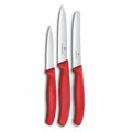 Produktbild: Victorinox Swiss Classic Küchenmesser Set, 3teilig, Gemüse-, Tomaten- und Frühstücksmesser, Rostfreier Stahl, Rot
