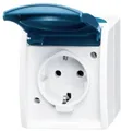 Produktbild: ABB 2CKA002083A0818 Schutzkontakt-Steckdose IP44 Lichtgrau (RAL 7035), Blau-Grün