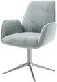 Produktbild: DELIFE Polsterstuhl Zoa-Flex, Fußkreuz Edelstahl Chenille Pastellblau 360° drehbar Wippfunktion Tasc