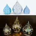 Produktbild: 3 Glastropfen mit LED Lichterkette, blau, Leuchteffekten & Timer, Sterne Set