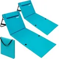 Produktbild: DETEX® Strandmatte mit Rückenlehne Gepolstert Sonnenliege klappbar UV-beständig Tasche Reißverschluss Kissen Tragegurt Garten Camping Picknick