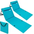 Produktbild: DETEX® 2X Strandmatte mit Rückenlehne Gepolstert Türkis Sonnenliege klappbar UV-beständig Tasche Reißverschluss Kissen Tragegurt Garten Camping Picknick Liegematte 158x56cm