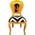 Produktbild: Casa Padrino Barock Luxus Esszimmer Stuhl Schwarz / Weiß Streifen / Gelb - Designer Stuhl - Limited Edition