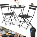 Produktbild: KESSER® Bistroset 3-teilig Bistrotisch mit 2 klappbaren Stühle Set Balkonset Balkonmöbel Klapp-Möbel Gartenset Sitzgarnitur Gartengarnitur Gartenmöbel Sitzgruppe Metall Bistro Gartentisch inkl. Abdeckung