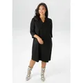 Produktbild: Jerseykleid ANISTON PLUS, Damen, Gr. 50, N-Gr, schwarz, Jersey, Obermaterial: 70% Polyester, 25% Viskose, 5% Elasthan, unifarben, figurumspielend kniebedeckend, V-Ausschnitt, mit Schlitz, Kleider Jerseykleid, mit praktische Eingrifftaschen