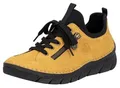 Produktbild: Slip-On Sneaker RIEKER, Damen, Gr. 37, gelb (gelb, schwarz), Nubuklederimitat, Textil, Schuhe Halbschuh Schnürschuh, zum Schlupfen