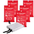 Produktbild: Löschdecke für küche - 5 Packung Feuerlöschdecke DIN EN 1869:2019 Sicherheit Glasfaser Brandschutzdecke für Fettbrände Auto Schule Kamin Schweißen Lager 1,0m x 1,0m