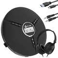 Produktbild: KLIM Discman mit Kopfhörer - Tragbarer CD-Player mit Kopfhörer - mit eingebautem Akku - NEU - Kompakter Mini Portable CD Player, kompatibel mit CDR, CDRW und MP3
