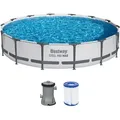 Produktbild: Steel Pro MAXTM Frame Pool Set mit Filterpumpe Ø 427 x 84 cm, lichtgrau, rund