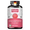 Produktbild: Mönchspfeffer hochdosiert - 20 mg pro Kapsel, 10:1 Extrakt (entspricht 200 mg Mönchspfeffer) - aus originalem Vitex agnus castus - 240 Kapseln, ohne unnötige Zusätze, vegan, laborgeprüft