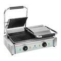 Produktbild: Royal Catering - RCKG-3600-G - Doppel Kontaktgrill Tischgrill Sandwich Maker (2 x 1.800 W, 230 V, Fettauffangschale, geriffelt, Edelstahl, Gusseisen)