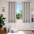 Produktbild: heimtexland ® Deko Vorhang Baumwolle Dekoschal Blickdicht Einfarbig Ösenschal Gardine Typ849 Grau HxB 145x140 cm