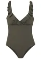 Produktbild: Badeanzug mit eleganter Rüsche und Shaping-Effekt, Gr. 38 - Cup B, Oliv Cup B