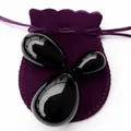 Produktbild: Polar Jade Obsidian Edelsteine Eier, gebohrt mit ungewachster Schnur und Anleitung (evtl. nicht in deutscher Sprache), zur Stärkung der Yoni-Beckenbodenmuskulatur, L, M und S, 3 Größen